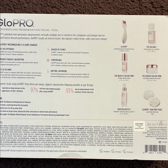 GloPRO Microneedling Regeneration Facial Tool Set - White & Pink NIB BeautyBio - Picture 5 of 5